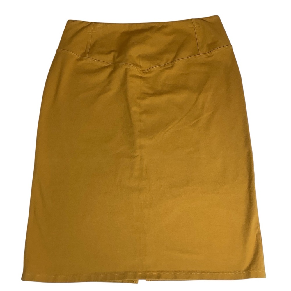Women With Control Pull On Stretch Skirt Mustard Cotton Blend Size L